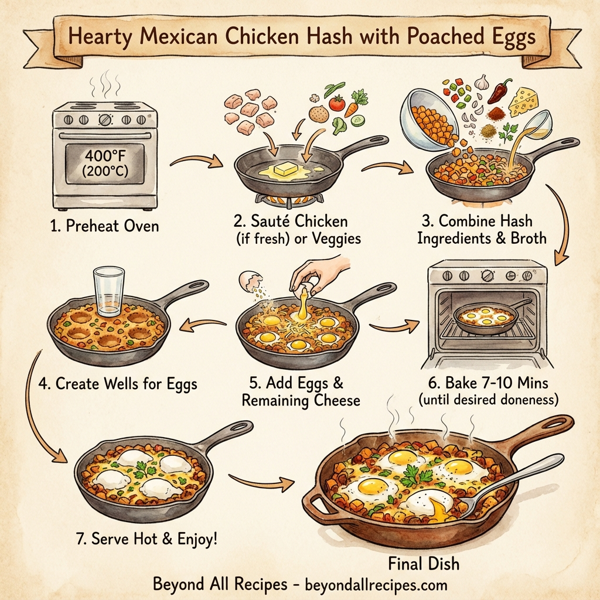 Hearty Mexican Chicken Hash with Poached Eggs instructions