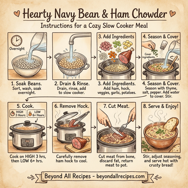 Hearty Navy Bean & Ham Chowder instructions