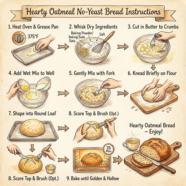 Hearty Oatmeal No-Yeast Bread instructions