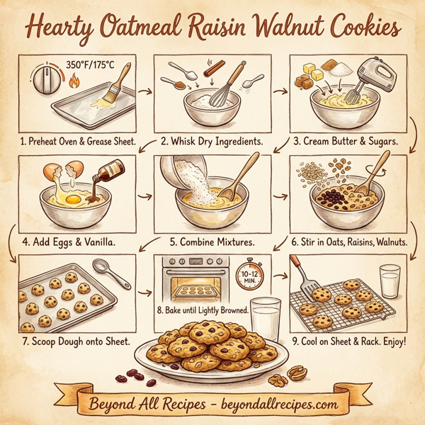 Hearty Oatmeal Raisin Walnut Cookies instructions