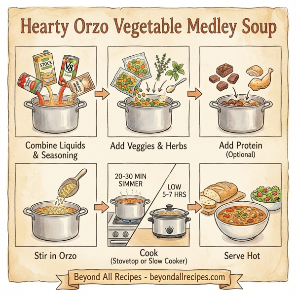 Hearty Orzo Vegetable Medley Soup instructions