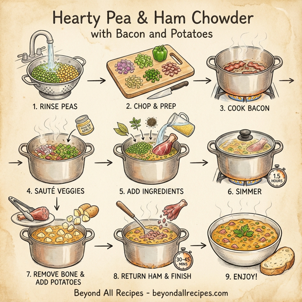 Hearty Pea & Ham Chowder with Bacon and Potatoes instructions