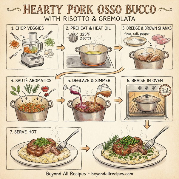 Hearty Pork Osso Bucco with Risotto and Gremolata instructions