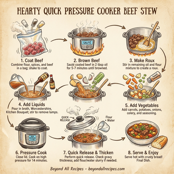 Hearty Quick Pressure Cooker Beef Stew instructions