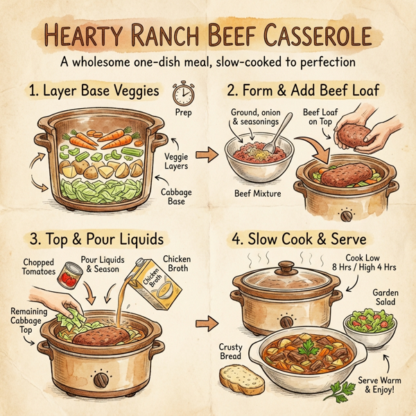 Hearty Ranch Beef Casserole instructions