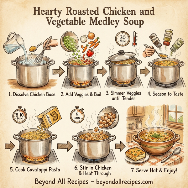 Hearty Roasted Chicken and Vegetable Medley Soup instructions