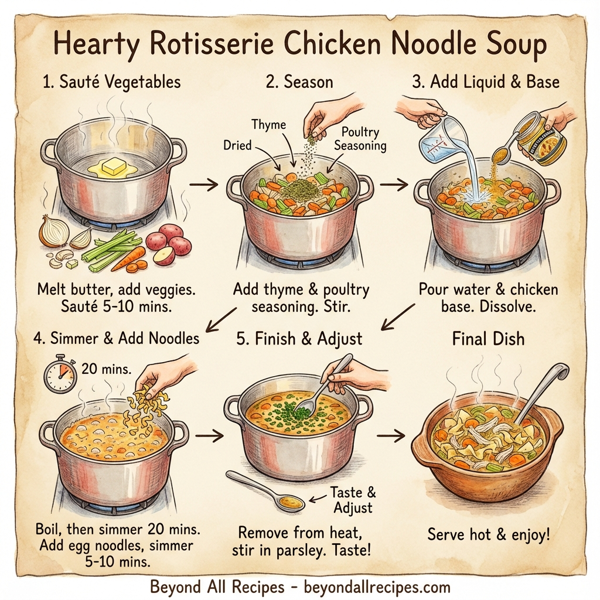 Hearty Rotisserie Chicken Noodle Soup instructions