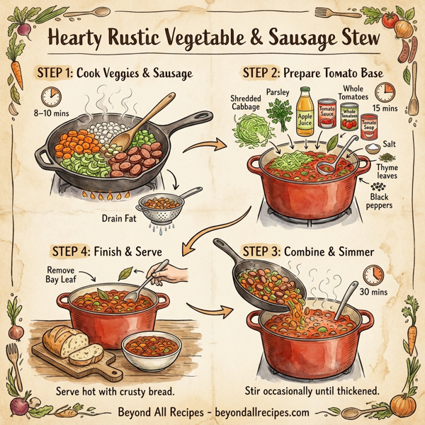 Hearty Rustic Vegetable and Sausage Stew instructions