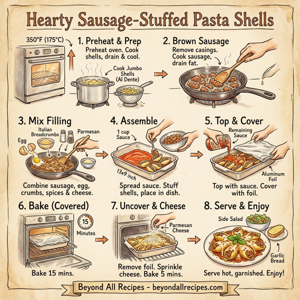 Hearty Sausage-Stuffed Pasta Shells instructions