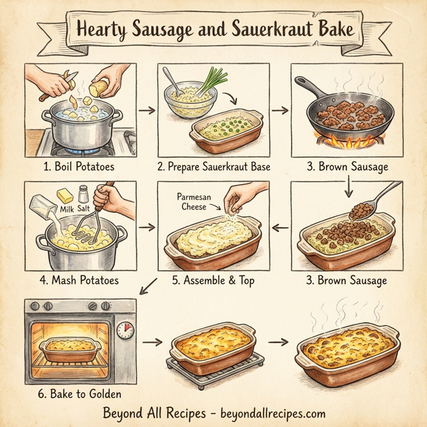 Hearty Sausage and Sauerkraut Bake instructions
