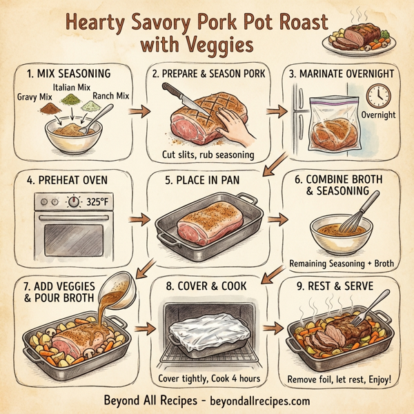 Hearty Savory Pork Pot Roast with Veggies instructions