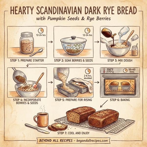 Hearty Scandinavian Dark Rye Bread with Pumpkin Seeds & Rye Berries instructions
