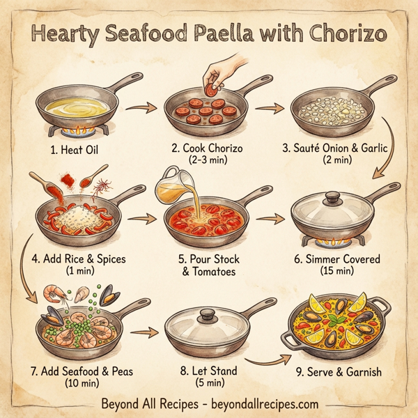 Hearty Seafood Paella with Chorizo instructions