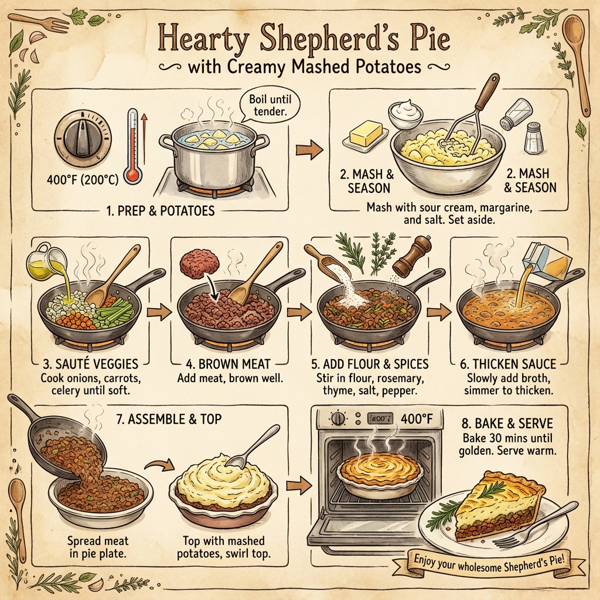 Hearty Shepherd's Pie with Creamy Mashed Potatoes instructions