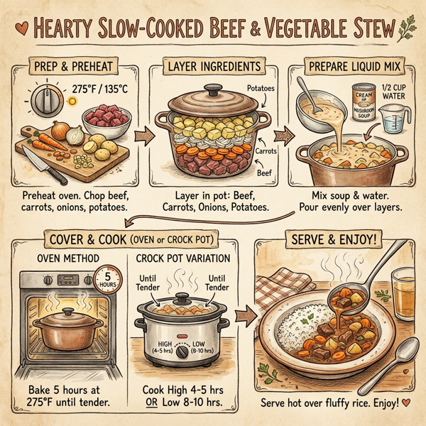 Hearty Slow-Cooked Beef and Vegetable Stew instructions