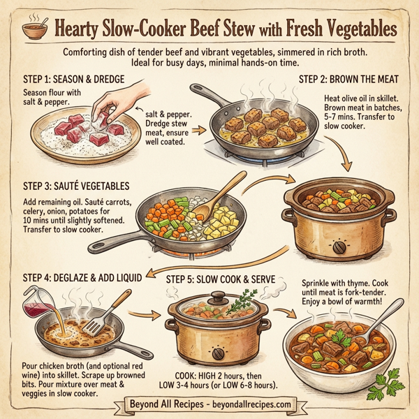 Hearty Slow-Cooker Beef Stew with Fresh Vegetables instructions