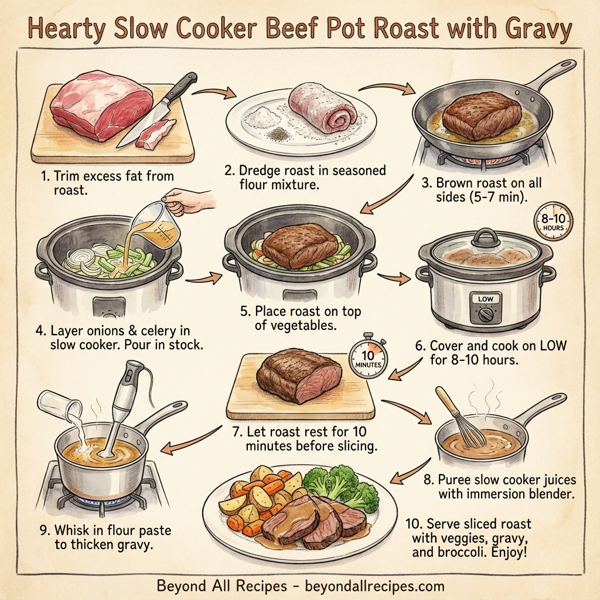 Hearty Slow Cooker Beef Pot Roast with Gravy instructions