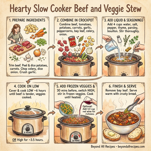 Hearty Slow Cooker Beef and Veggie Stew instructions