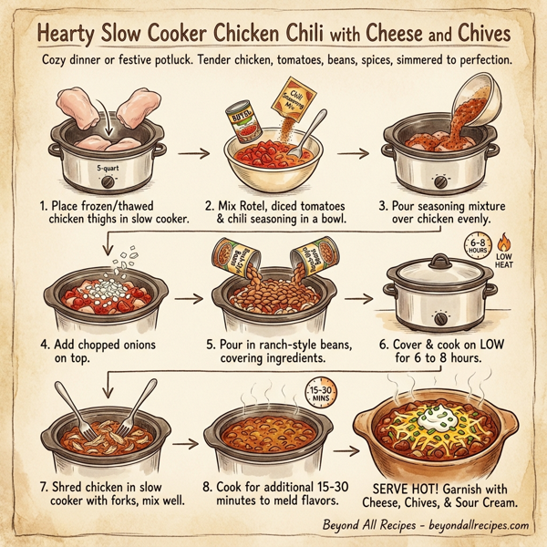Hearty Slow Cooker Chicken Chili with Cheese and Chives instructions