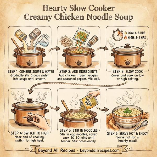 Hearty Slow Cooker Creamy Chicken Noodle Soup instructions