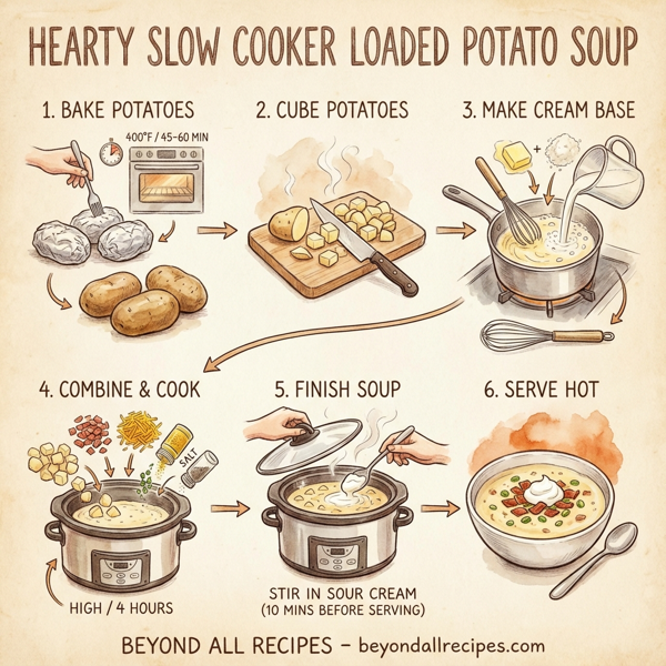 Hearty Slow Cooker Loaded Potato Soup instructions