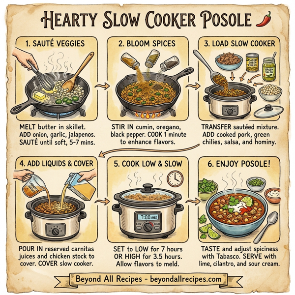 Hearty Slow Cooker Posole: Savory Pork and Hominy Delight instructions