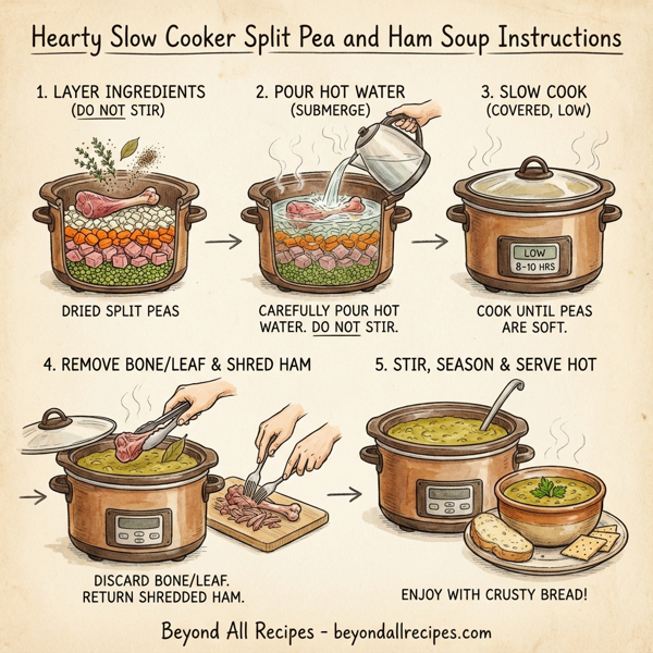 Hearty Slow Cooker Split Pea and Ham Soup instructions