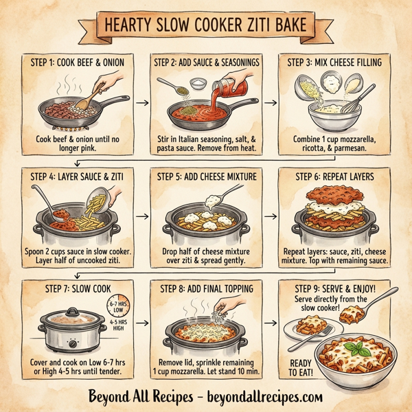 Hearty Slow Cooker Ziti Bake instructions