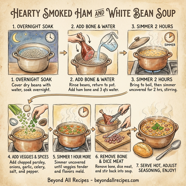 Hearty Smoked Ham and White Bean Soup instructions