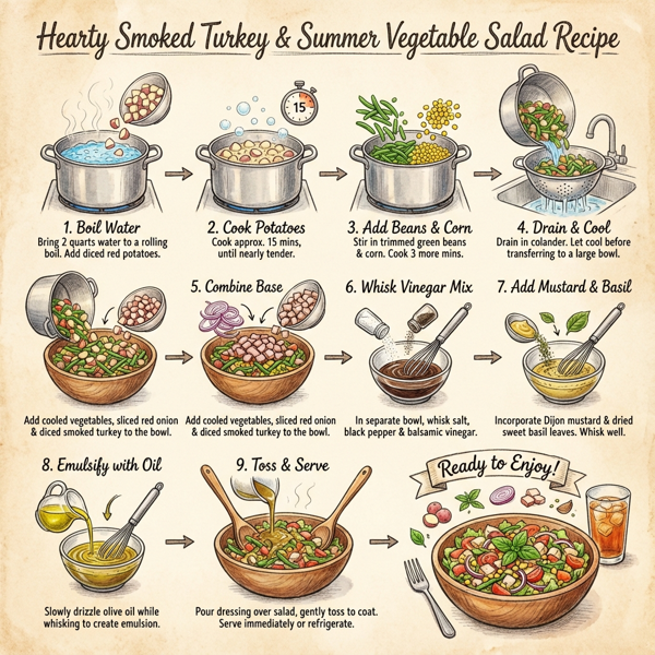 Hearty Smoked Turkey and Summer Vegetable Salad instructions