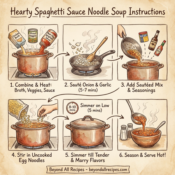 Hearty Spaghetti Sauce Noodle Soup instructions