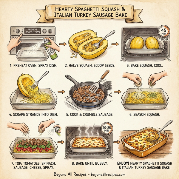 Hearty Spaghetti Squash & Italian Turkey Sausage Bake instructions