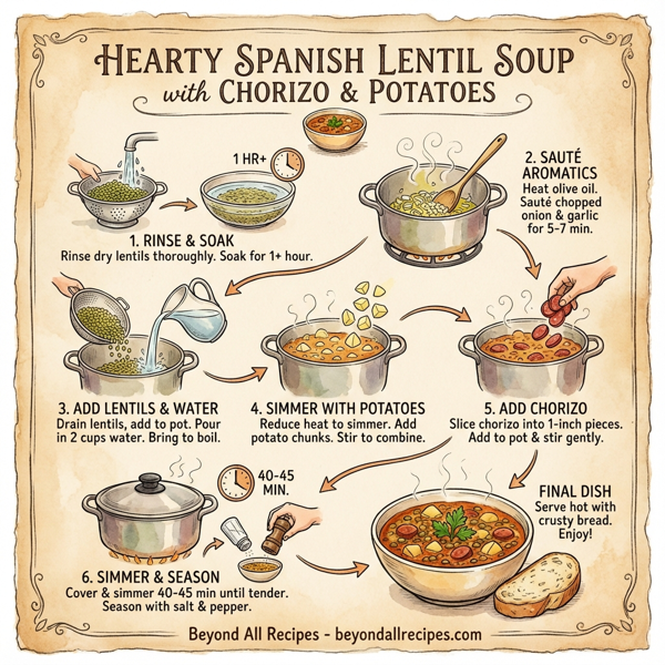 Hearty Spanish Lentil Soup with Chorizo & Potatoes instructions