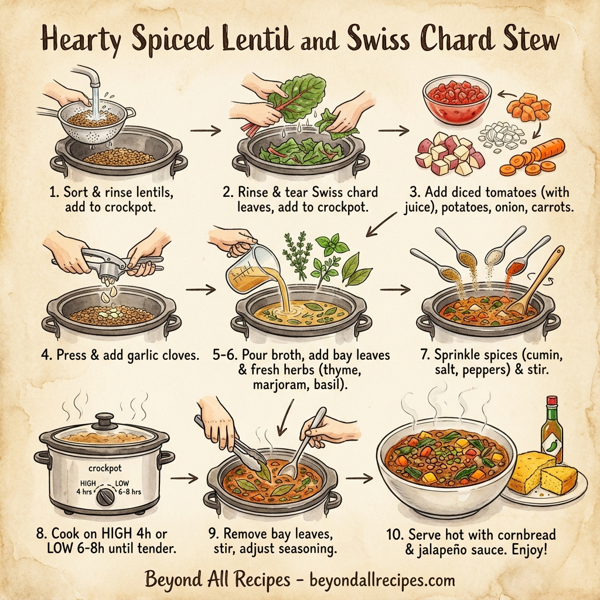 Hearty Spiced Lentil and Swiss Chard Stew instructions