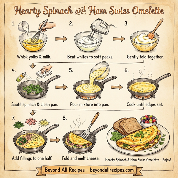 Hearty Spinach and Ham Swiss Omelette instructions