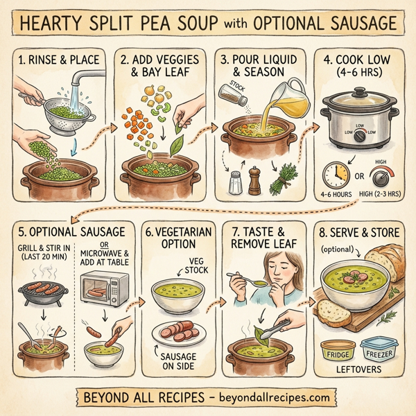 Hearty Split Pea Soup with Optional Sausage instructions