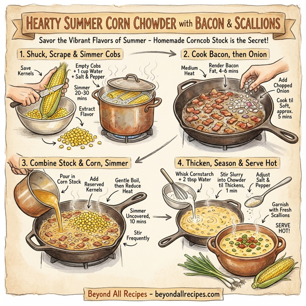 Hearty Summer Corn Chowder with Bacon and Scallions instructions