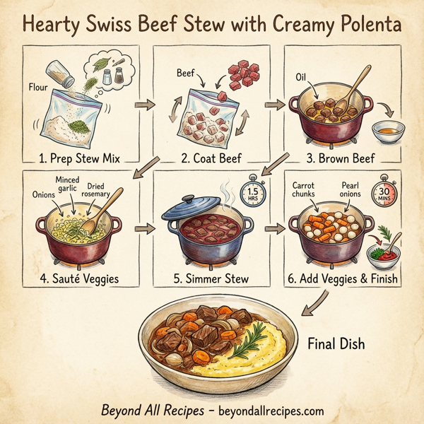 Hearty Swiss Beef Stew with Creamy Polenta instructions