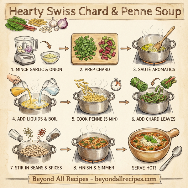 Hearty Swiss Chard and Penne Soup instructions