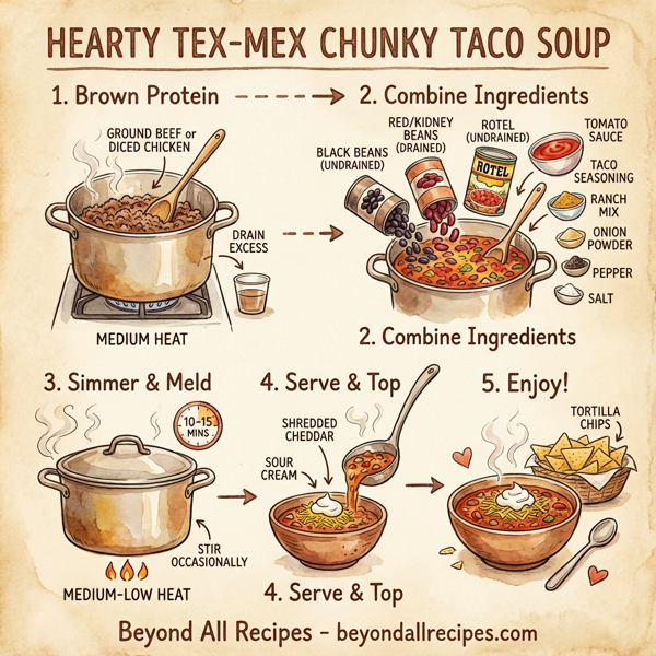 Hearty Tex-Mex Chunky Taco Soup instructions