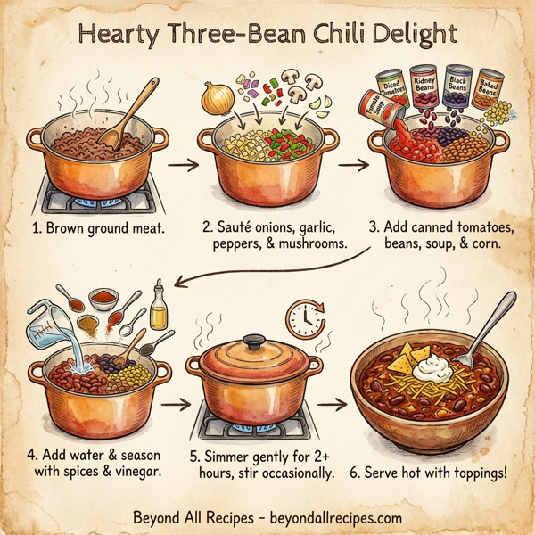 Hearty Three-Bean Chili Delight instructions