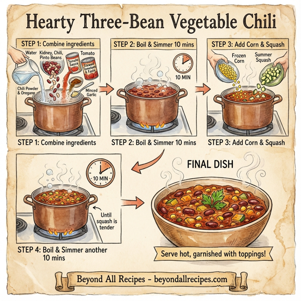 Hearty Three-Bean Vegetable Chili instructions