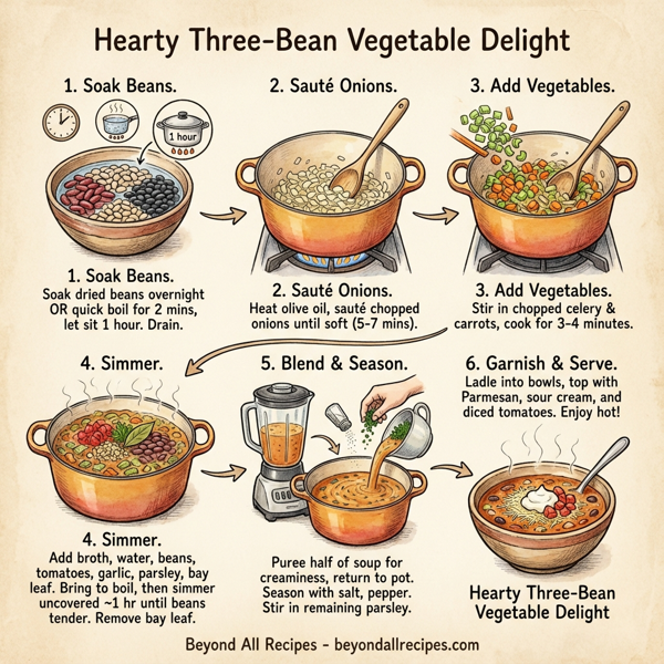 Hearty Three-Bean Vegetable Delight instructions