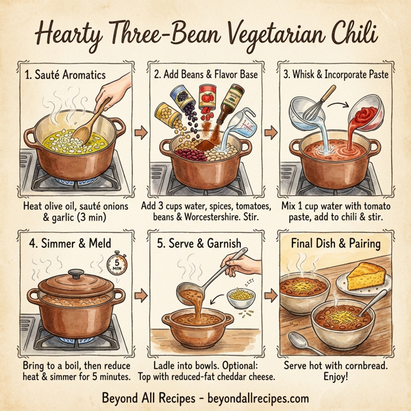 Hearty Three-Bean Vegetarian Chili instructions