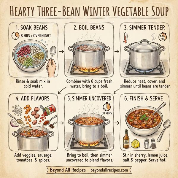 Hearty Three-Bean Winter Vegetable Soup instructions