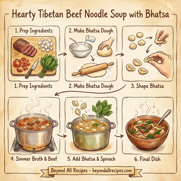 Hearty Tibetan Beef Noodle Soup with Bhatsa instructions