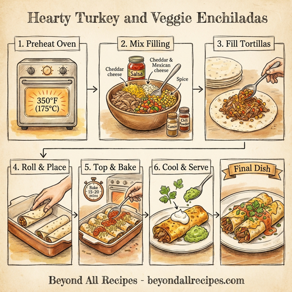 Hearty Turkey and Veggie Enchiladas instructions