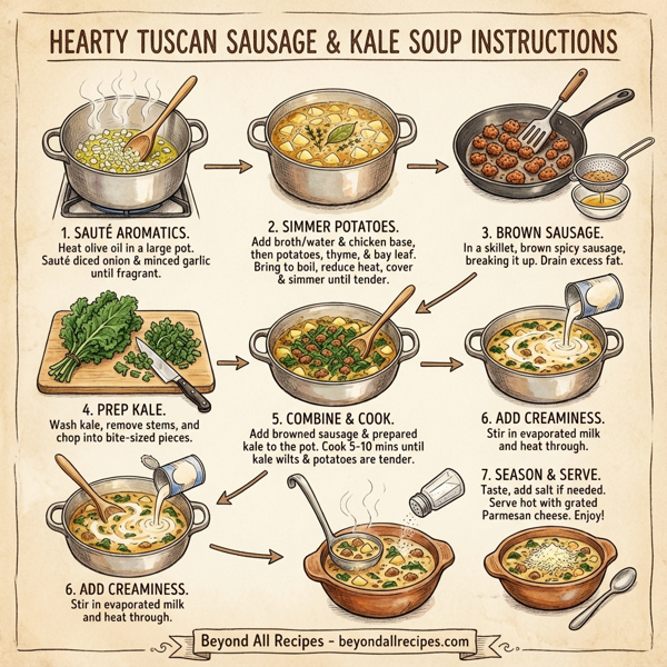 Hearty Tuscan Sausage and Kale Soup instructions