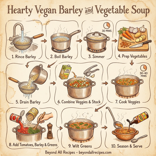Hearty Vegan Barley and Vegetable Soup instructions