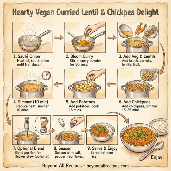 Hearty Vegan Curried Lentil & Chickpea Delight instructions